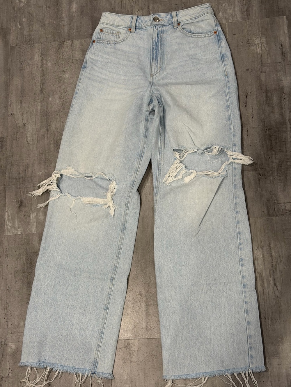 Garage Light Wash Distressed Wide Leg Jeans